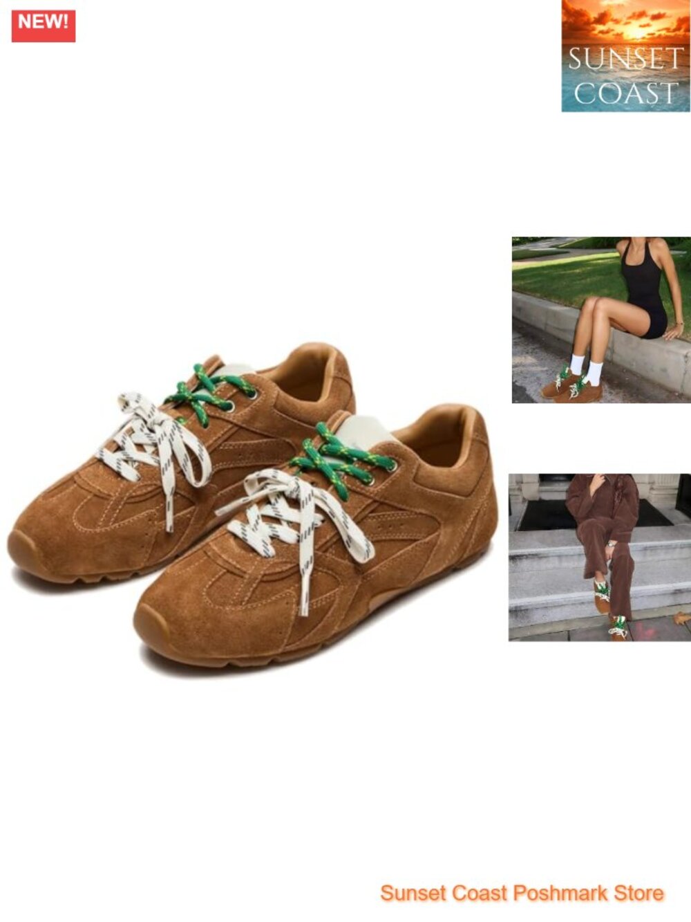 Faux Suede Camel Sneakers Women Fashion Casual Lace Up Low Heel Comfortable